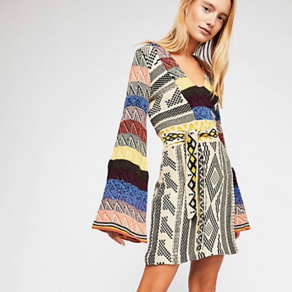 NWT Free People Patchwork Sweater Dress XXS